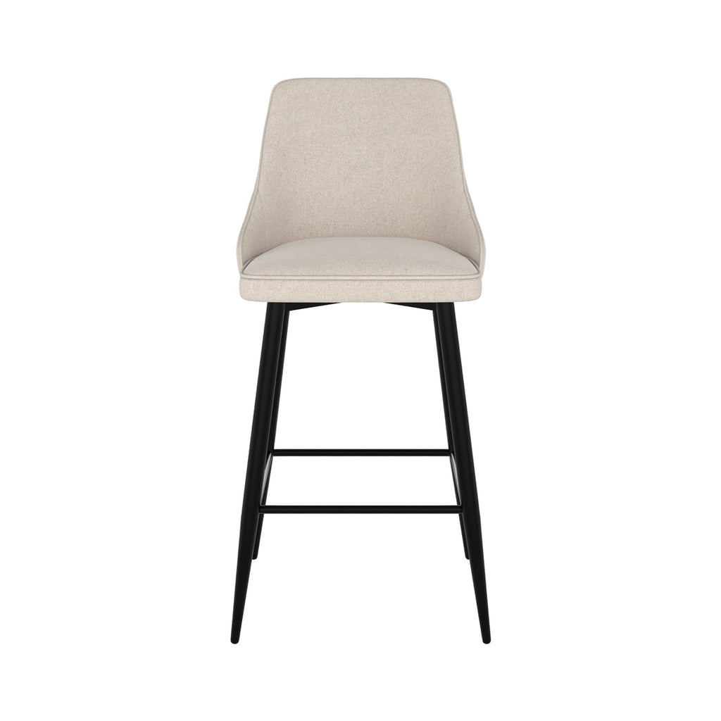 chaise de bar confortable en tissu beige pieds metal pipo