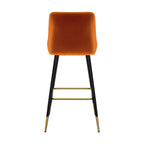 chaise de bar confortable orange en velours pieds noirs aristote