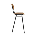 chaise de bar ecolier bois fonce pieds metal 75 cm clem