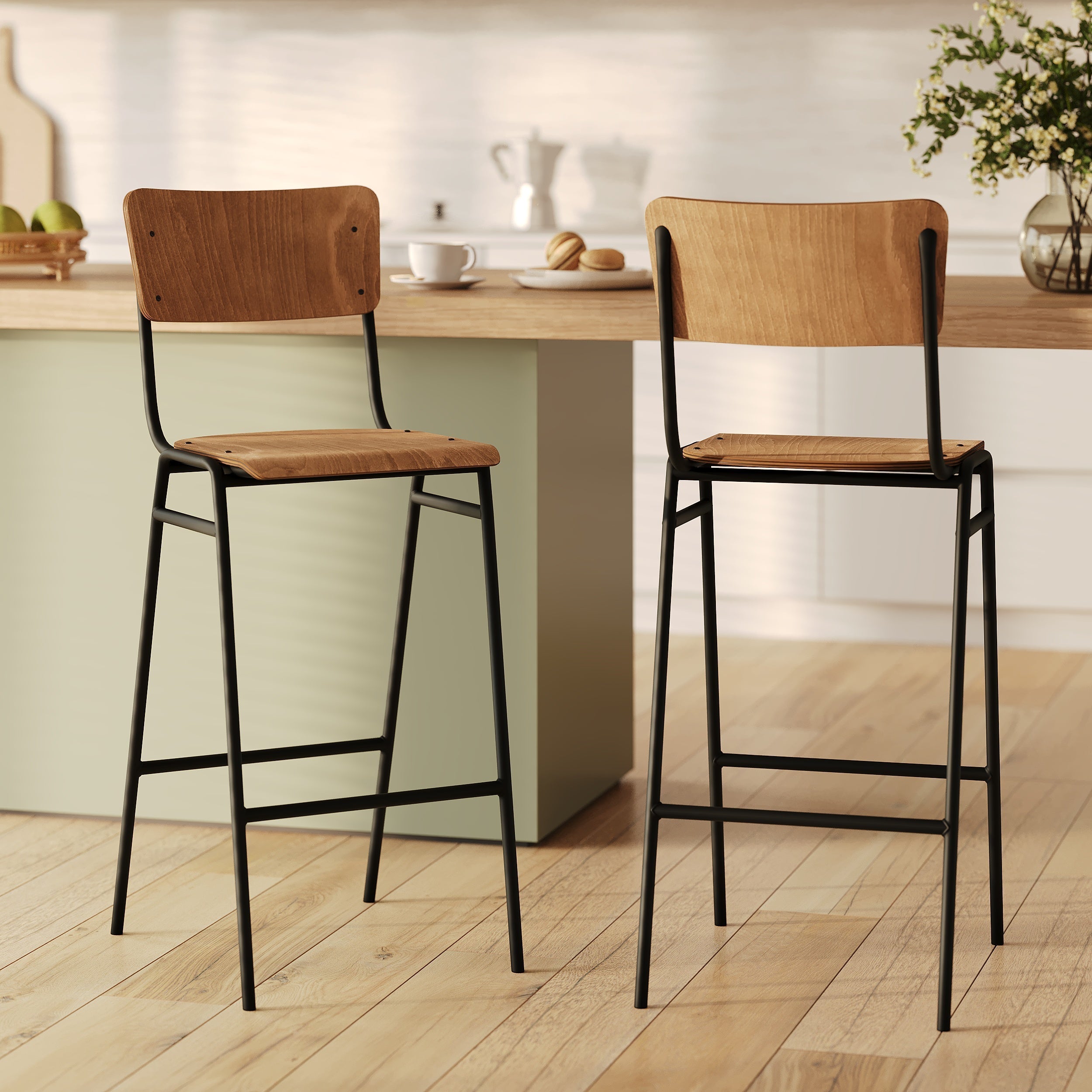 Lot De 2 Tabourets De Bar Clem - Marron
