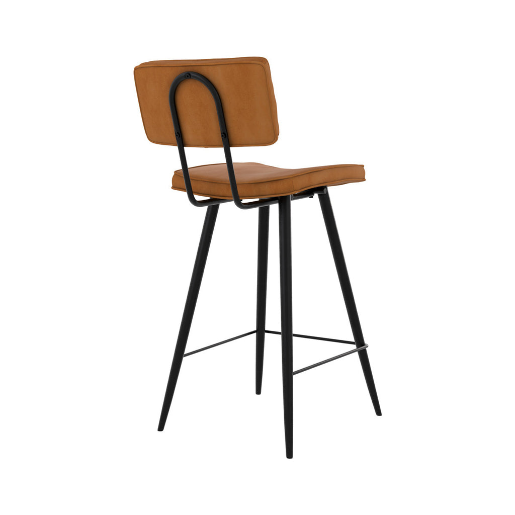 chaise de bar en cuir synthetique camel texas