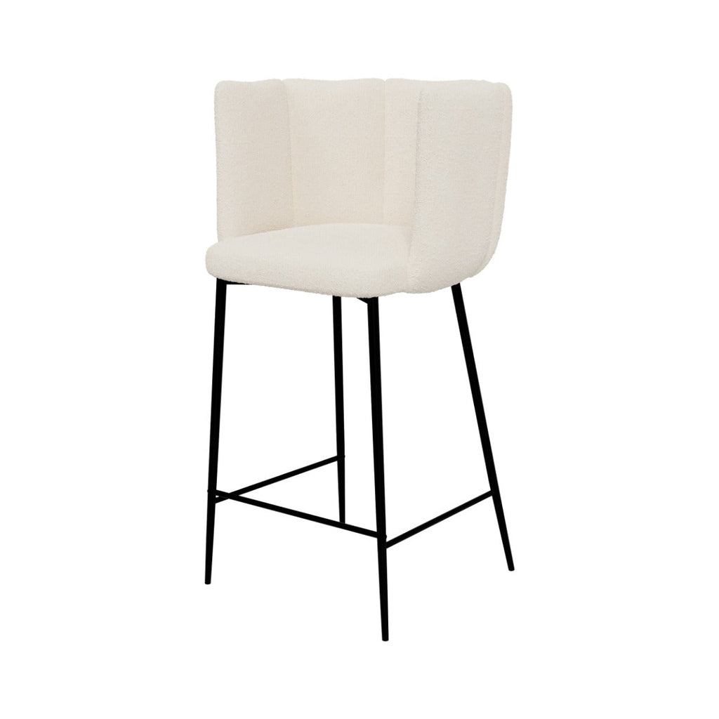 chaise de bar en tissu boucle beige 65 cm lot de 2 rosy