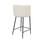 chaise de bar en tissu boucle beige et pieds en metal rosy