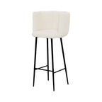 chaise de bar en tissu boucle beige et pieds en metal rosy