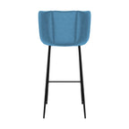 chaise de bar en velours bleu et pieds en metal rosy