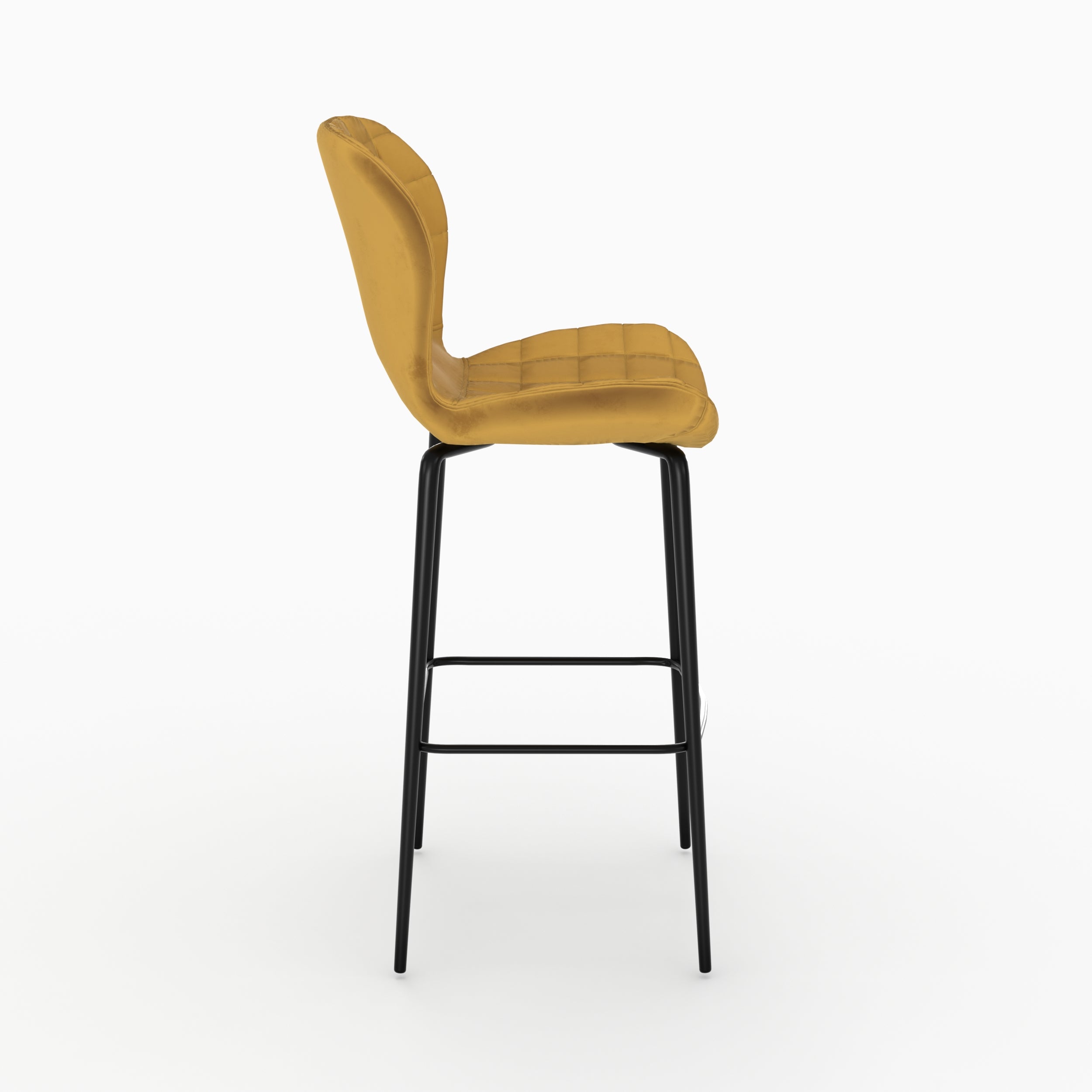 chaise de bar en velours jaune curry matelassee mazzia
