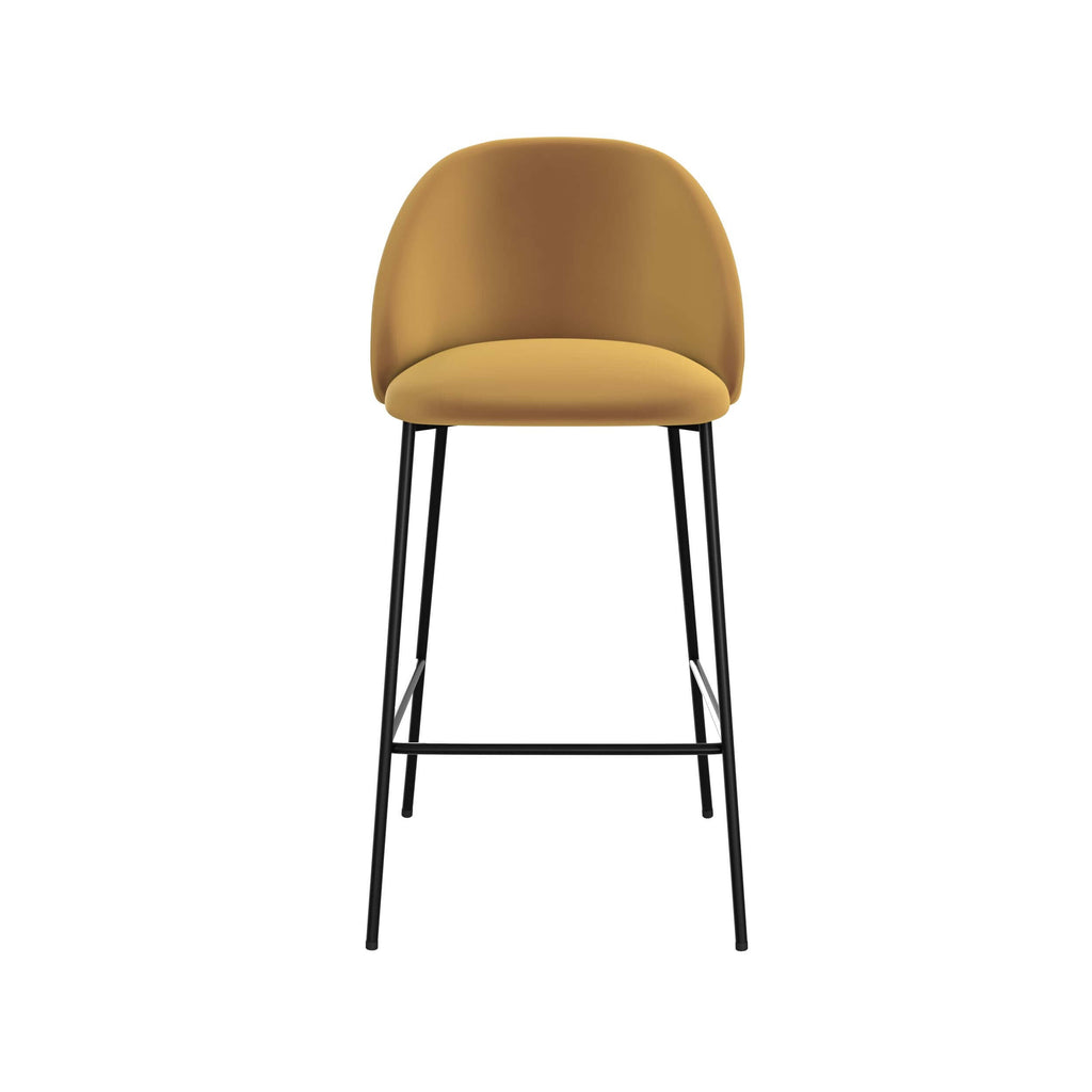 chaise de bar en velours jaune karl 66cm lot de 2