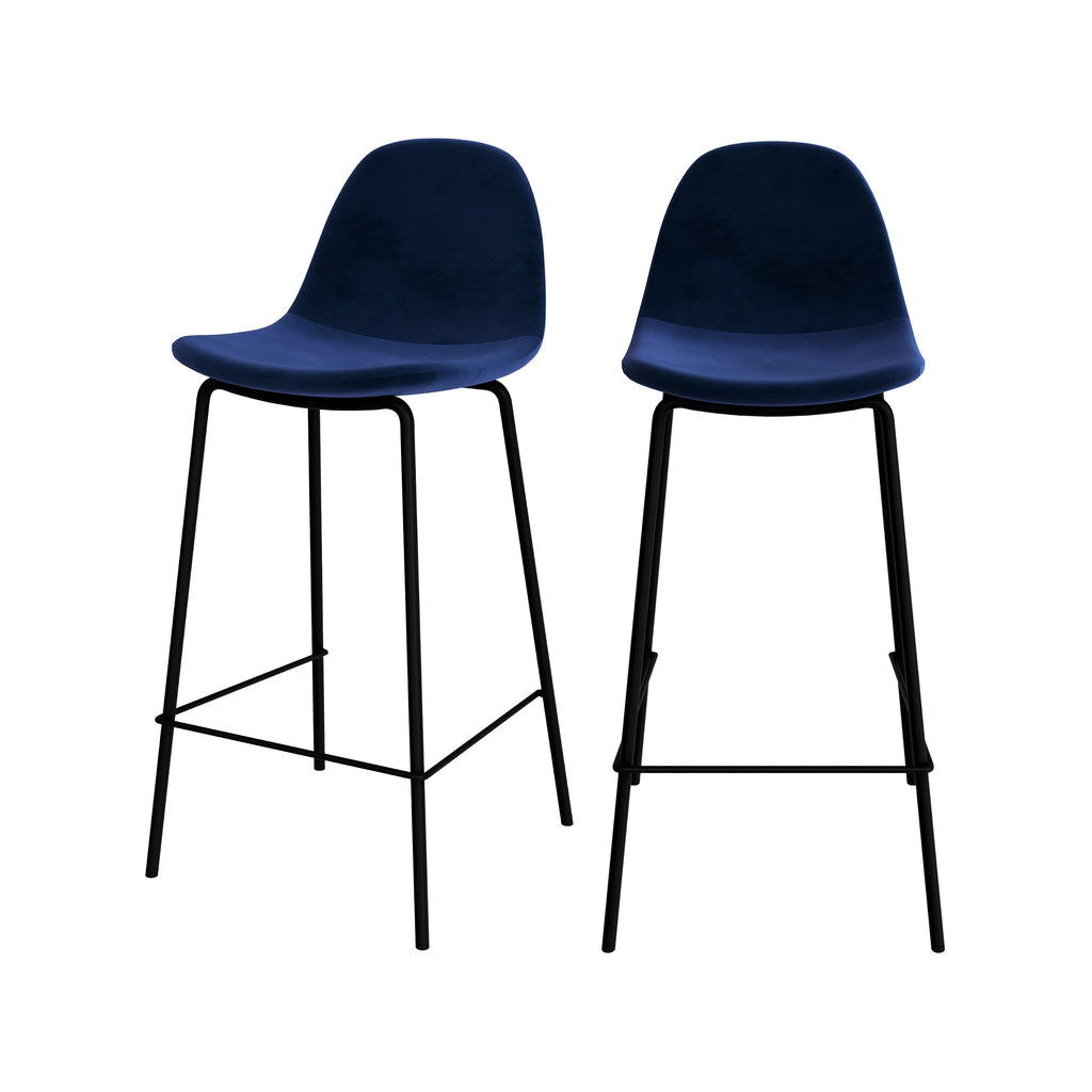 chaise de bar henrik bleu en velours 65cm
                            