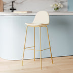 chaise de bar henrik cuir synthetique blanc pieds dores unite