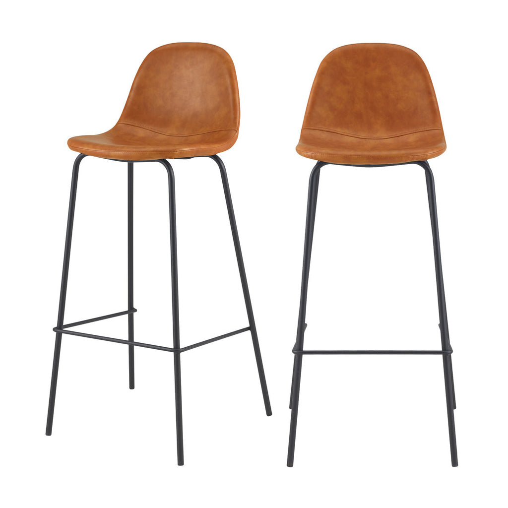 chaise de bar henrik en_simili cuir camel 75 cm