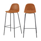 chaise de bar henrik en_simili cuir camel 75 cm