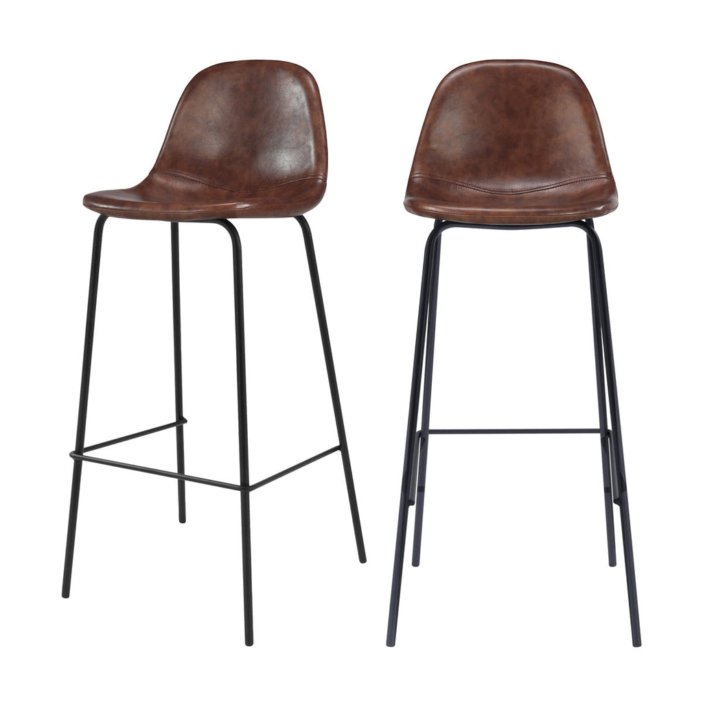 chaise de bar henrik marron 75 cm lot de 2