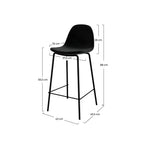 chaise de bar henrik velours noir pieds metal
                            