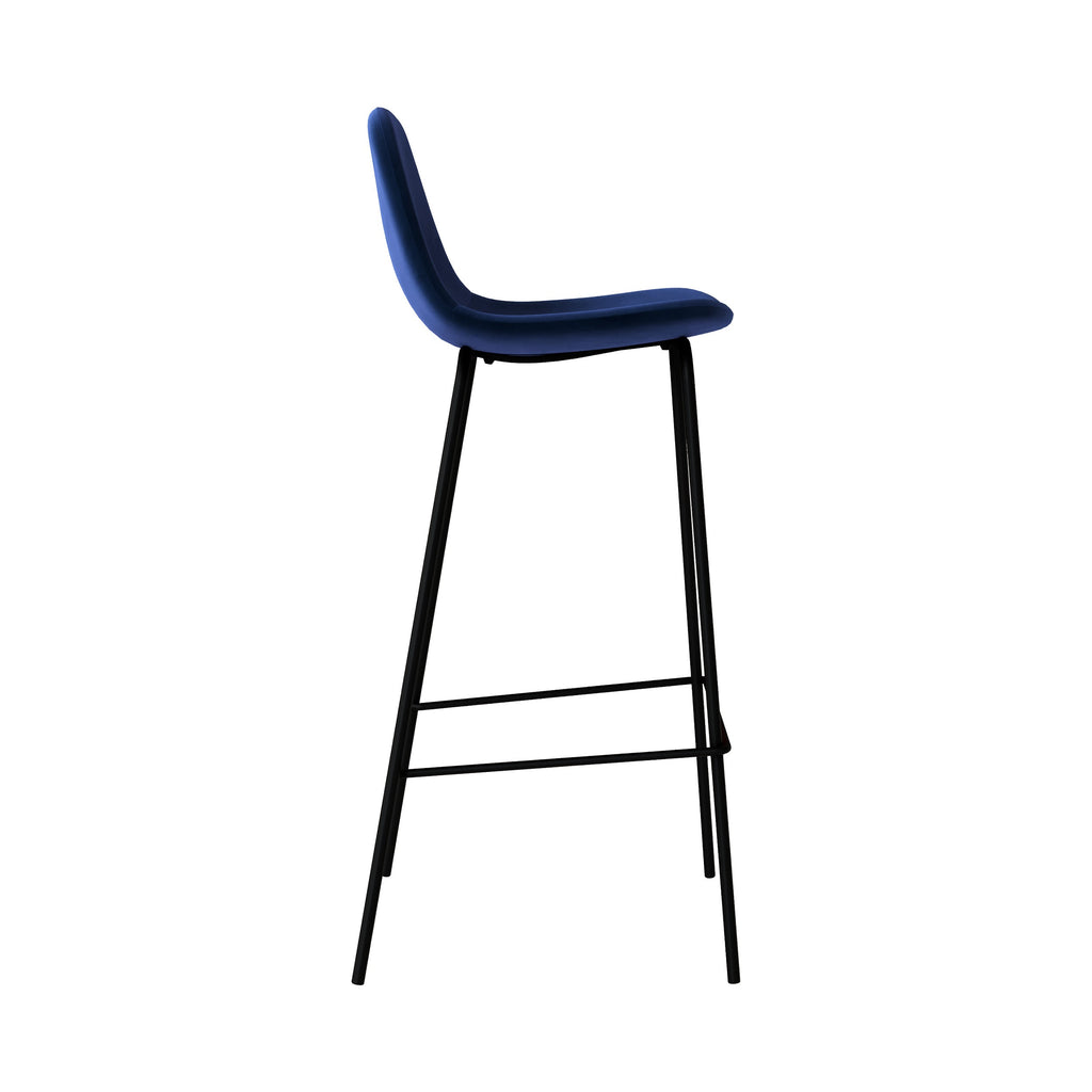 chaise de bar henrik velours pied metal noir
                            