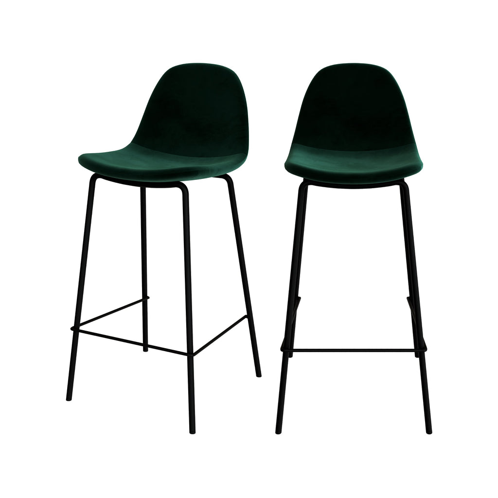 chaise de bar henrik vert fonce pieds metal noir
                            
