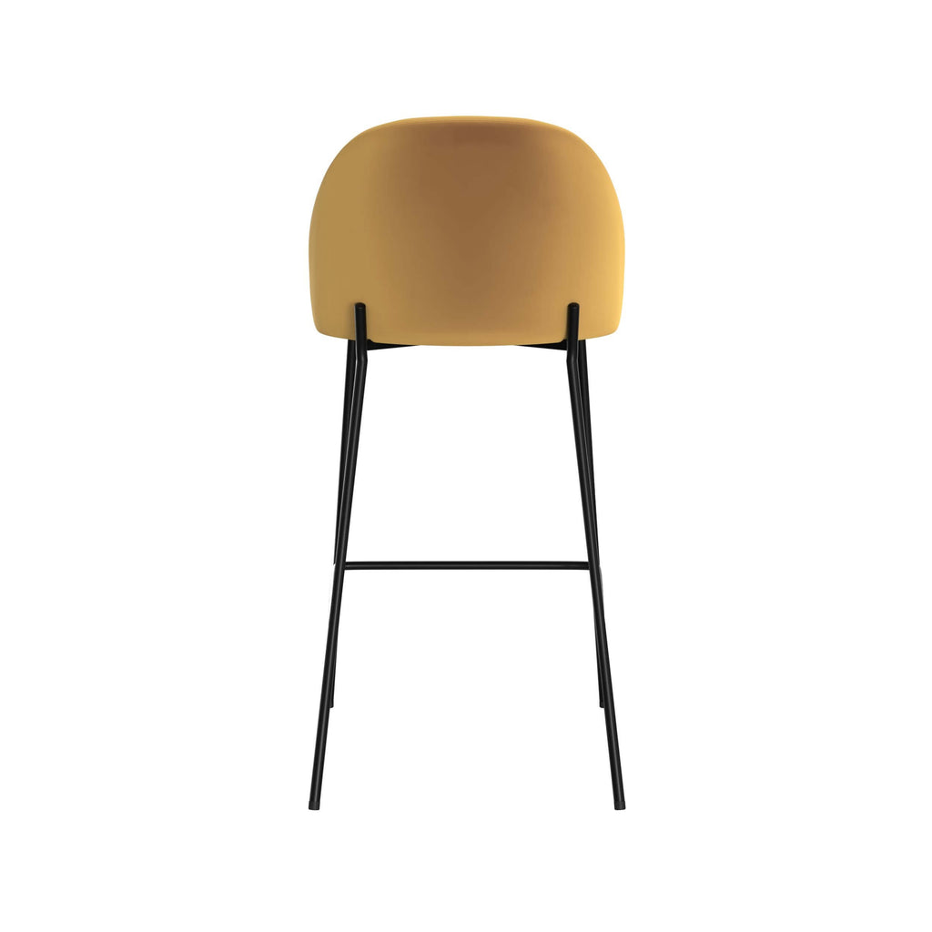 chaise de bar karl en velours jaune 66cm lot de 2