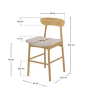 chaise de bar lana mi hauteur en tissu beige et bois lot de 2
