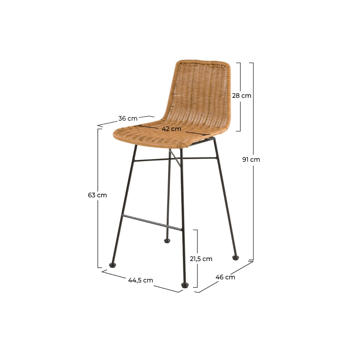 chaise de bar mandya naturelle 63 cm lot de 2