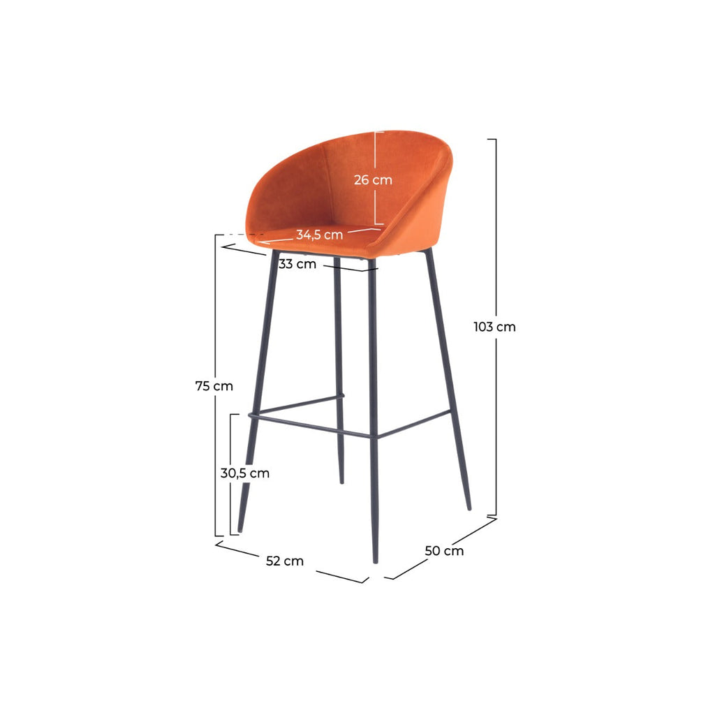 chaise de bar marquise orange corail lot de 2