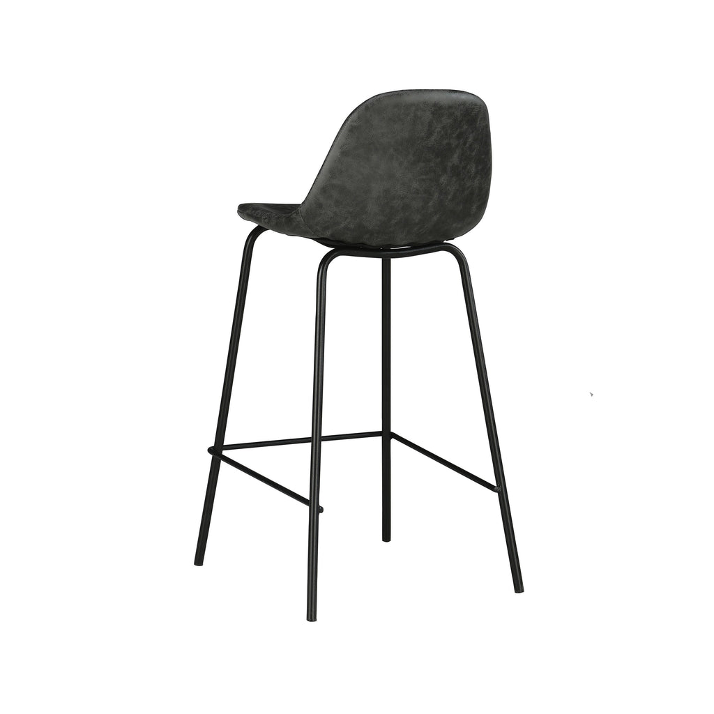 chaise de bar mi hauteur 65 cm cuir synthetique gris noir henrik vendue a l unite