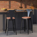 chaise de bar mi hauteur charly noire et marron metal