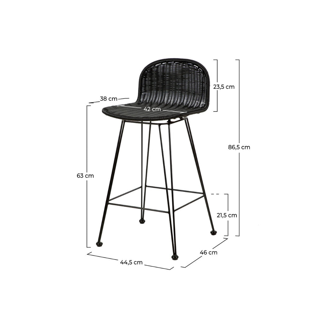 chaise de bar mi hauteur jigani noir 63 cm lot de 2