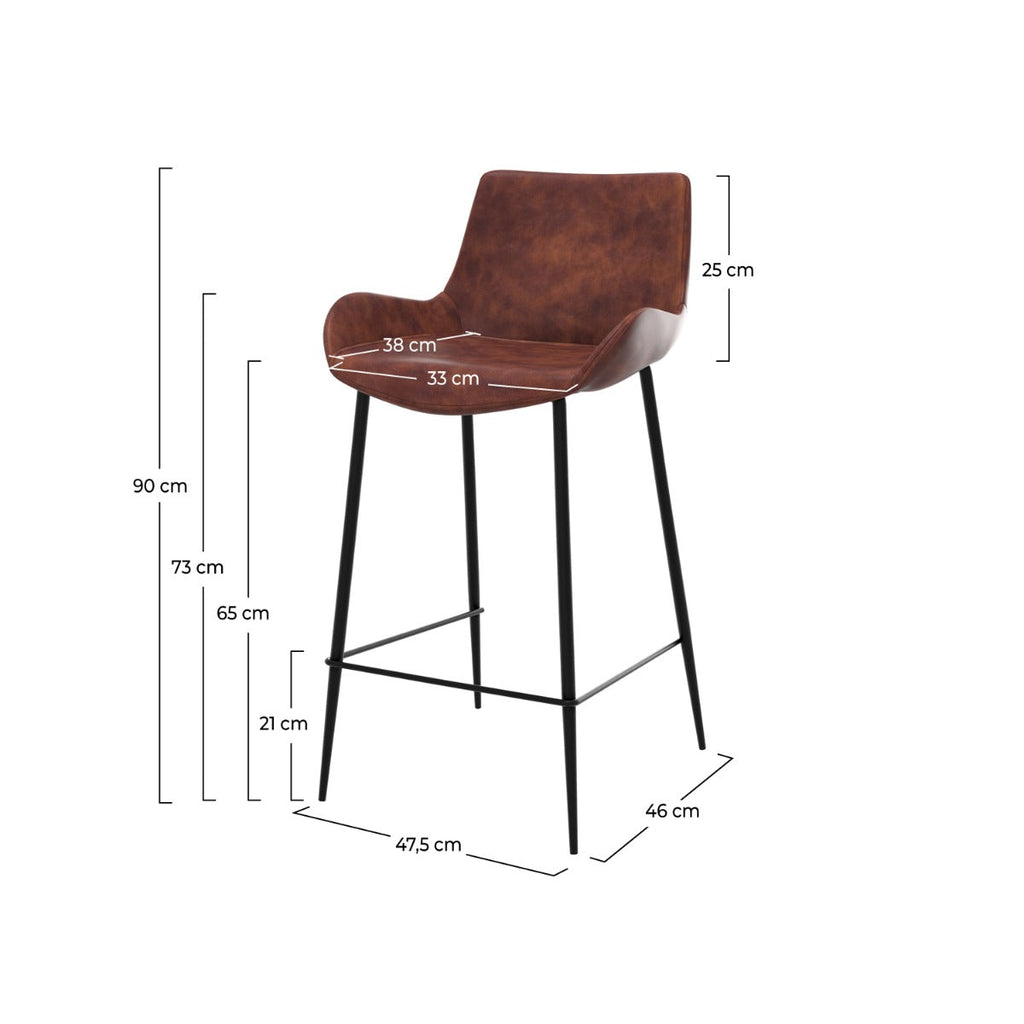 chaise de bar mi hauteur pirata marron 65 cm lot de 2_1