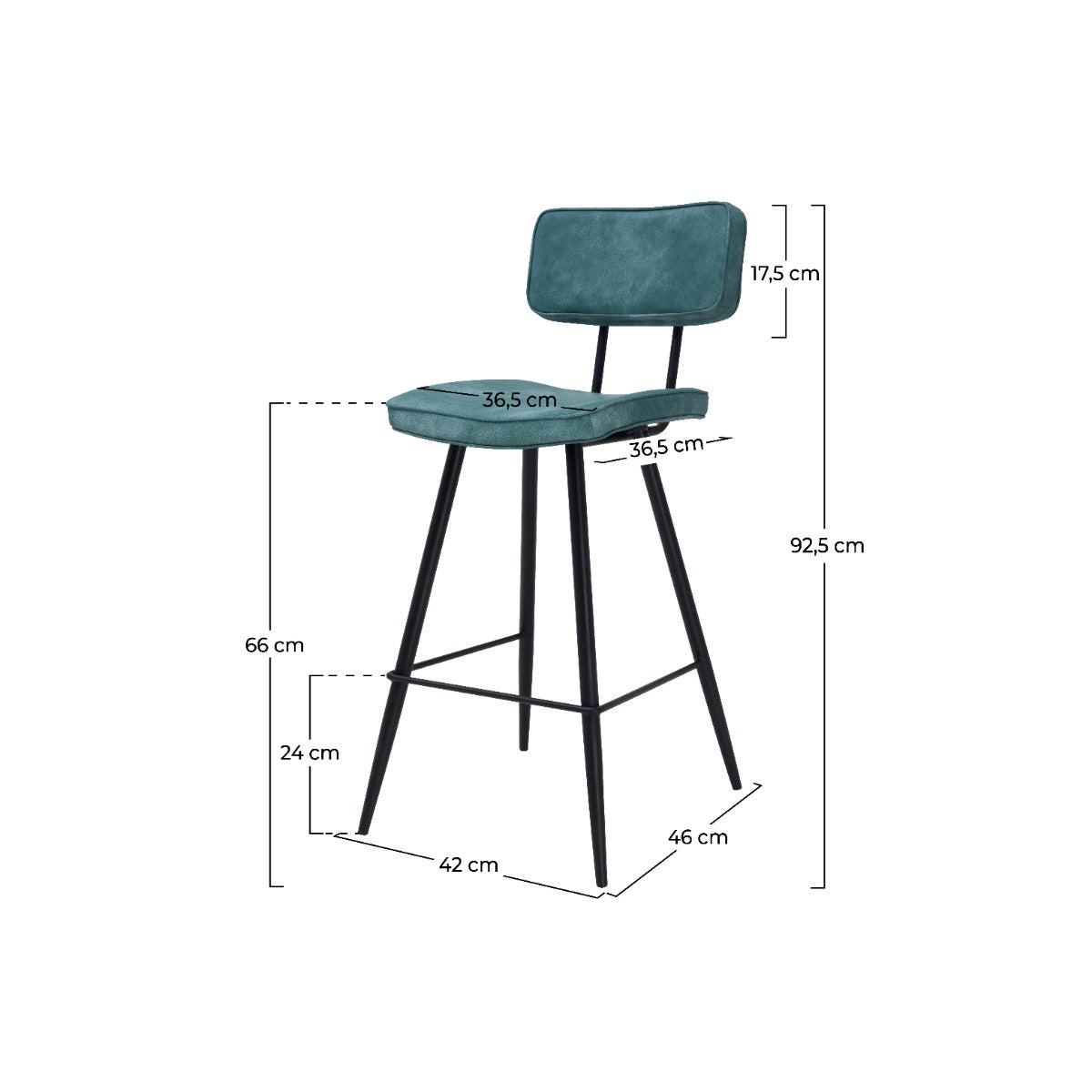 chaise de bar mi hauteur texas bleue 65 cm lot de 2