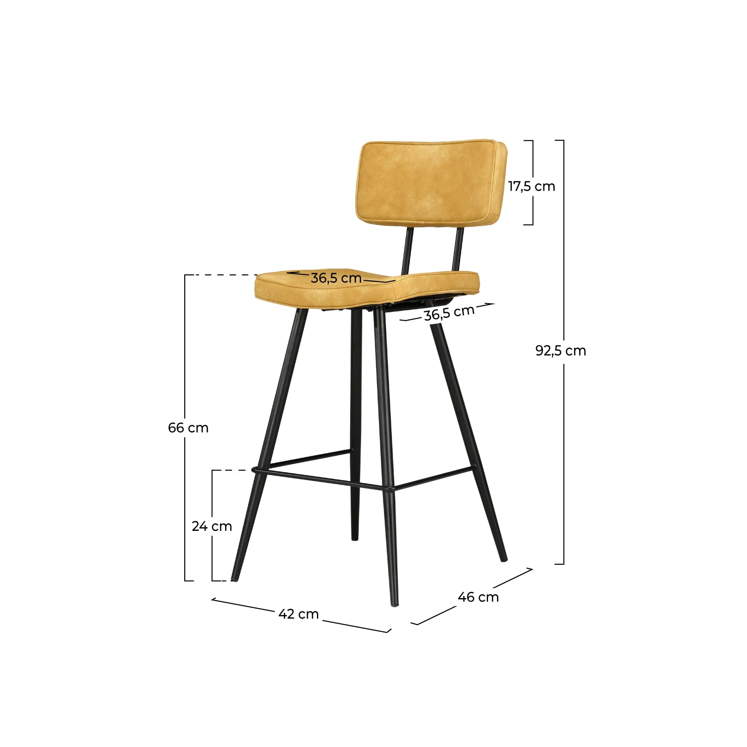 chaise de bar mi hauteur texas jaune 65