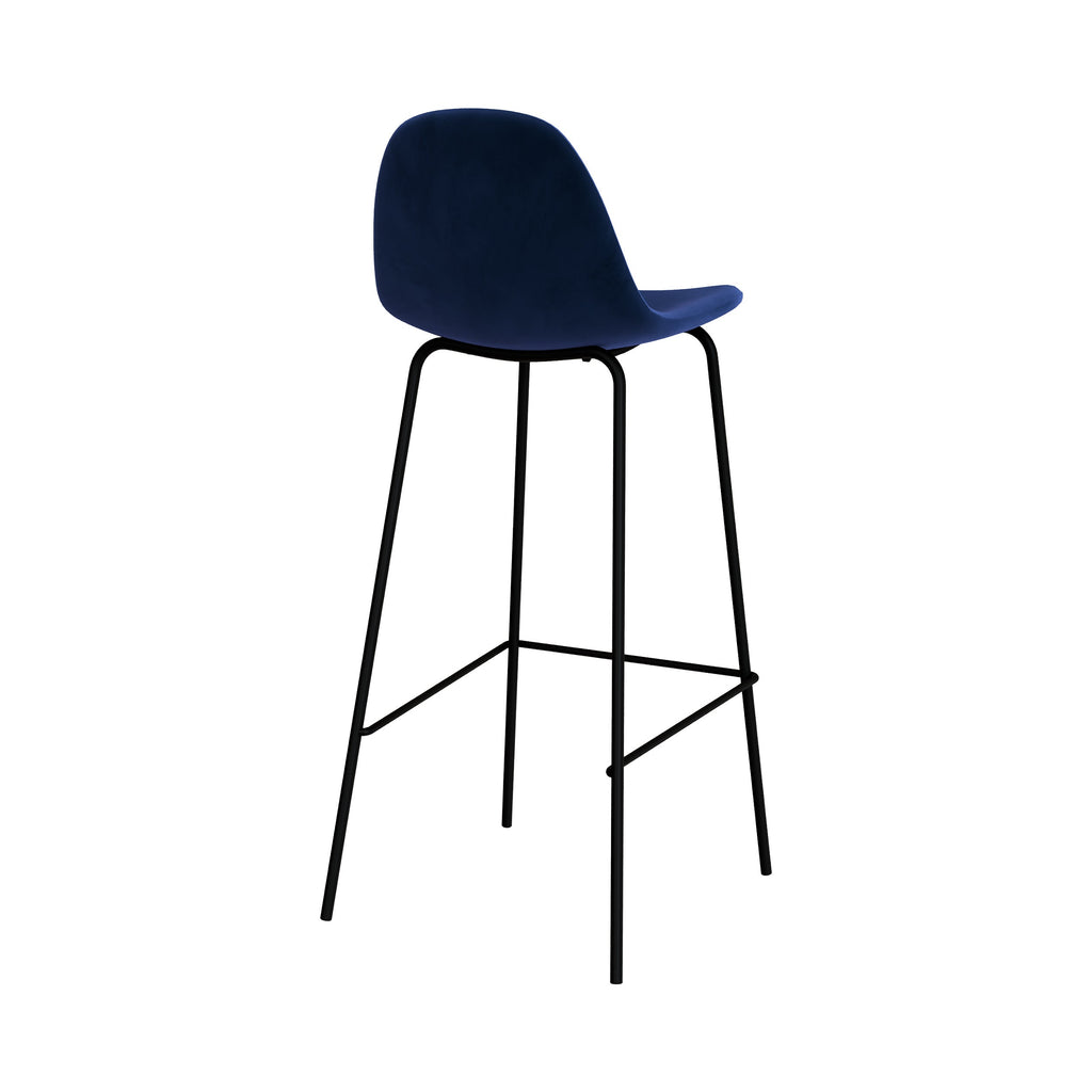 chaise de bar mi hauteur velours bleu pieds metal
                            