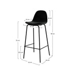 chaise de bar mi hauteur velours noir henrik 75cm
                            