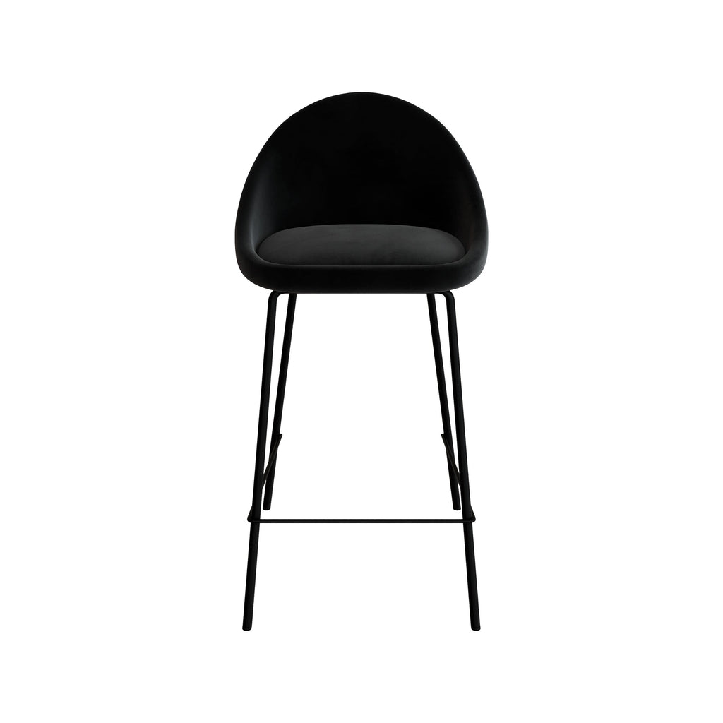 chaise de bar misty pied metal velours noir
                            