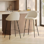 chaise de bar misty tissu bouclette beige 75 cm lot de 2