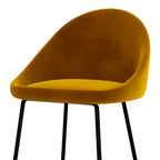 chaise de bar pieds metal noir velours jaune
                            