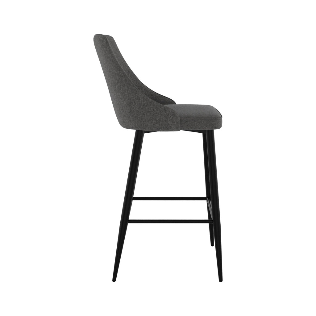 chaise de bar pipo pour ilot tissu gris fonce pieds noir