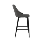 chaise de bar pipo pour ilot tissu gris fonce pieds noir
