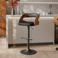 chaise de bar pu noir bois reglable louis