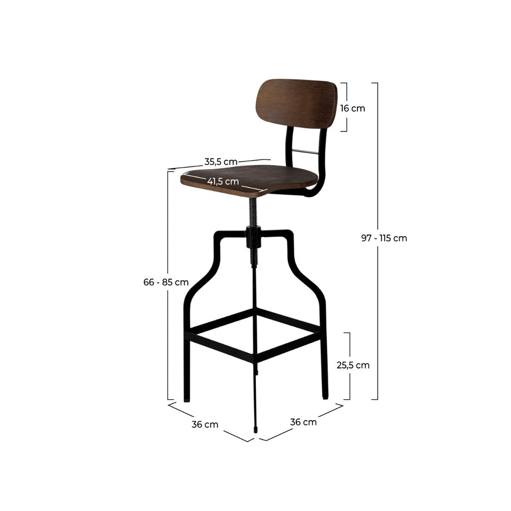 chaise de bar retro bois 66 85 cm