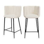 chaise de bar rosy en tissu boucle beige 65 cm lot de 2