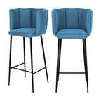chaise de bar rosy en velours bleu 75 cm