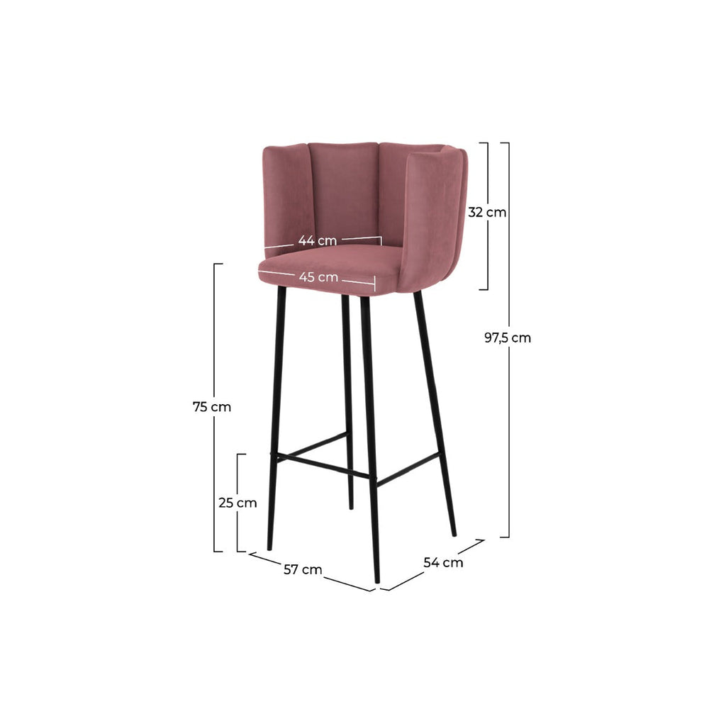 chaise de bar rosy en velours rose