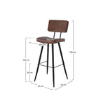 chaise de bar texas marron 75 cm lot de 2