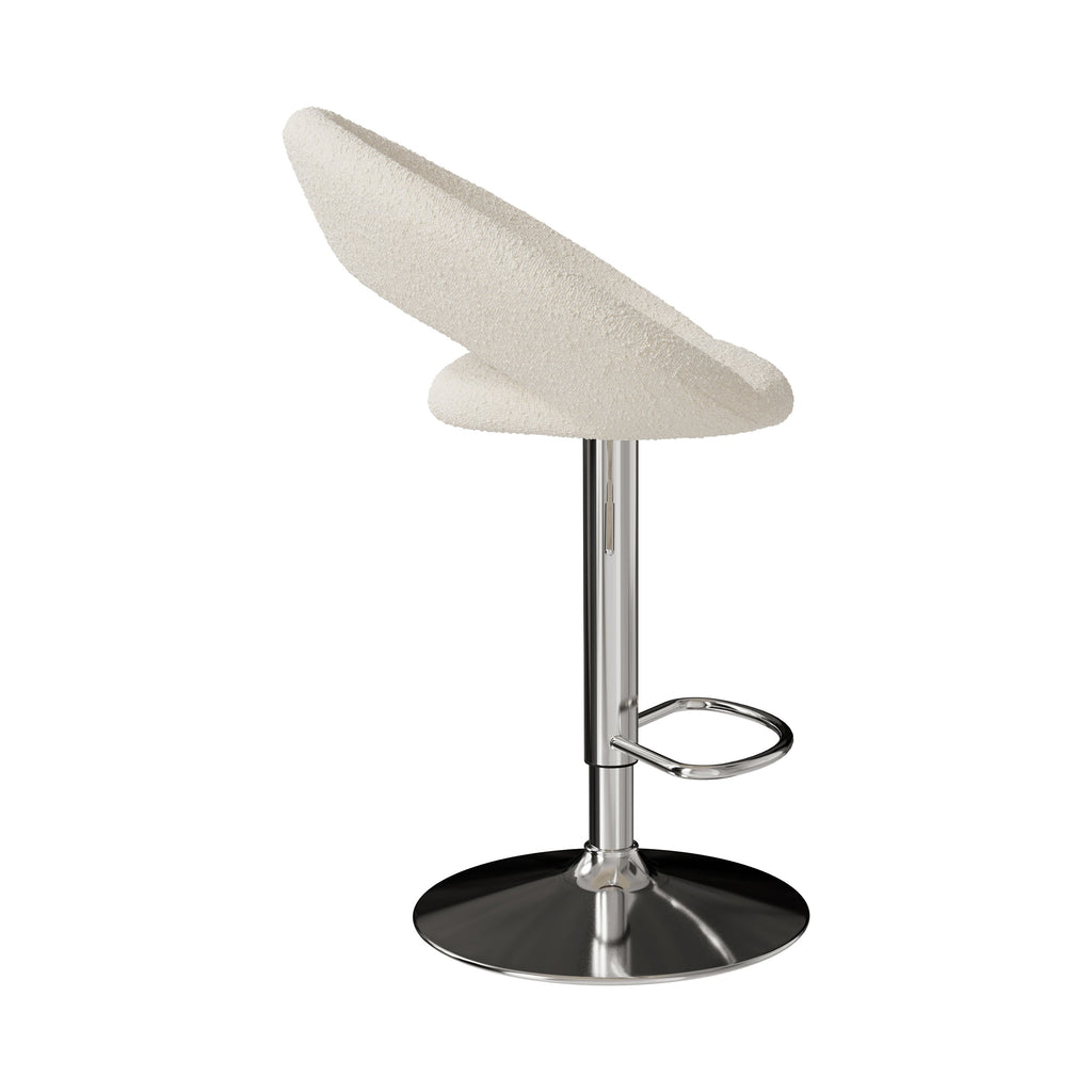 chaise de bar tissu boucle creme reglable cloclo