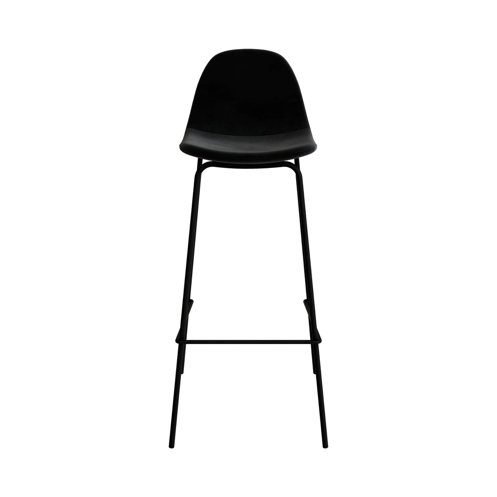 henrik chaise de bar velours noir 75cm pieds noirs
                            
