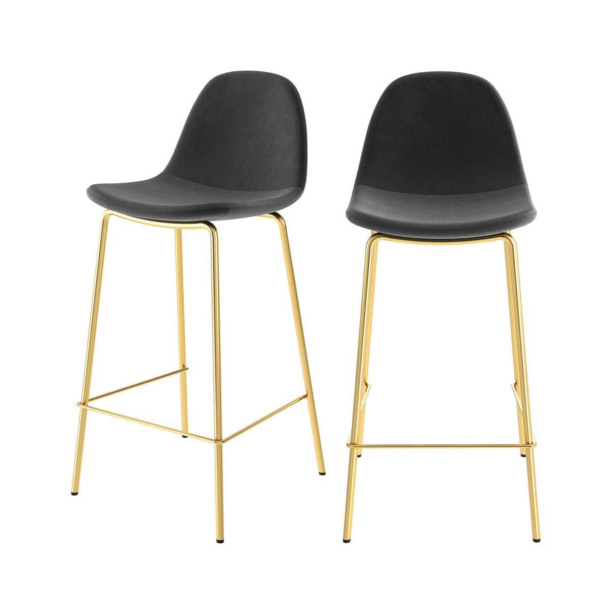 chaise de bar velours noir pieds en metal dores