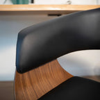 chaise de bureau basile cuir noir bois fonce