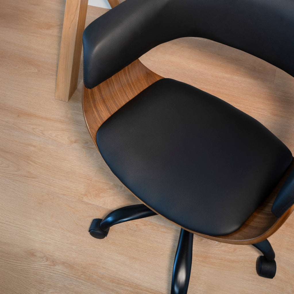 chaise de bureau basile cuir noir noyer