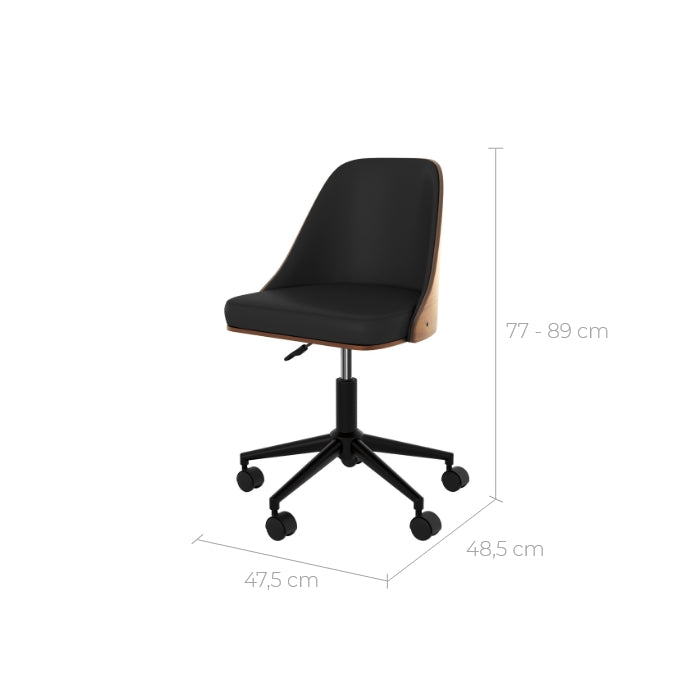 chaise de bureau vintage noire adelmar