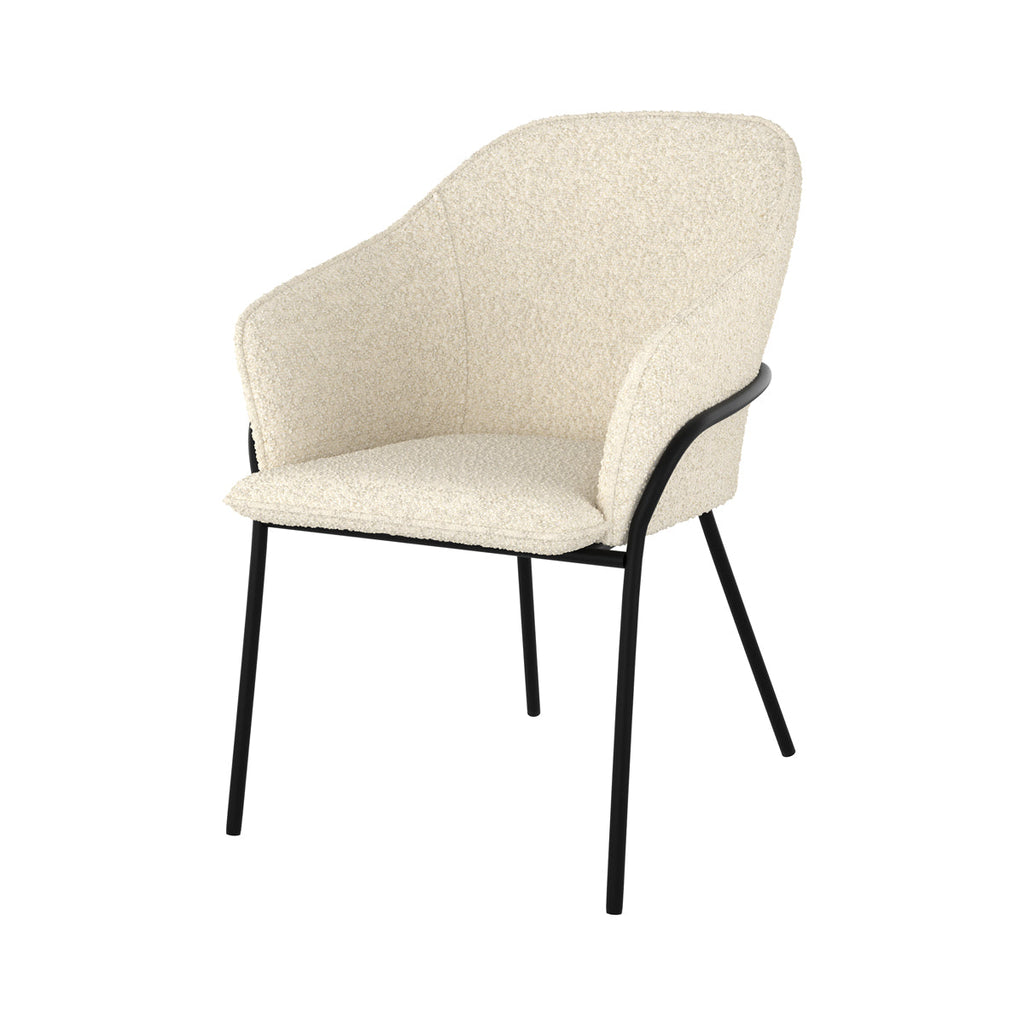 chaise effet laine bouclette blanche pieds metal toscane