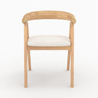 chaise en bois d hevea clair et tissu boucle creme hawa